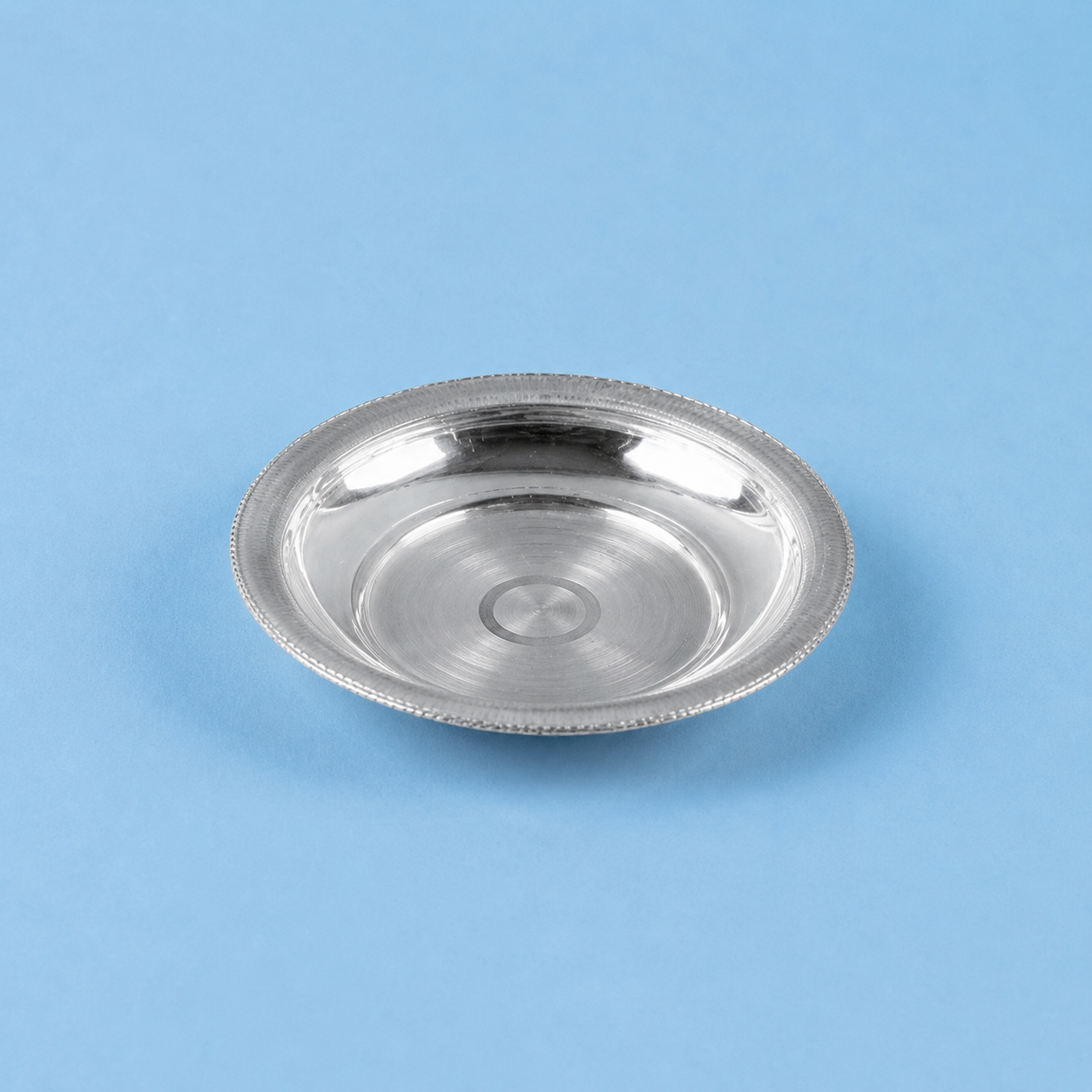 Pure Silver Utensil Plate for Idols front product view with beaded rim
