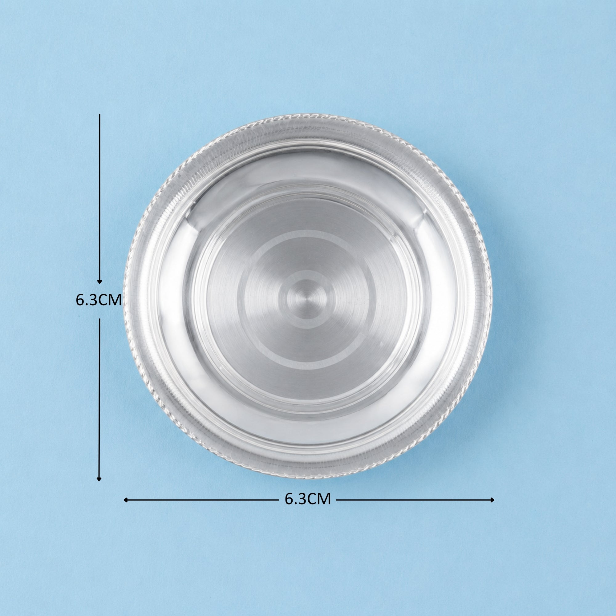 Pure Silver Utensil Plate for Idols with size and dimension measurement reference