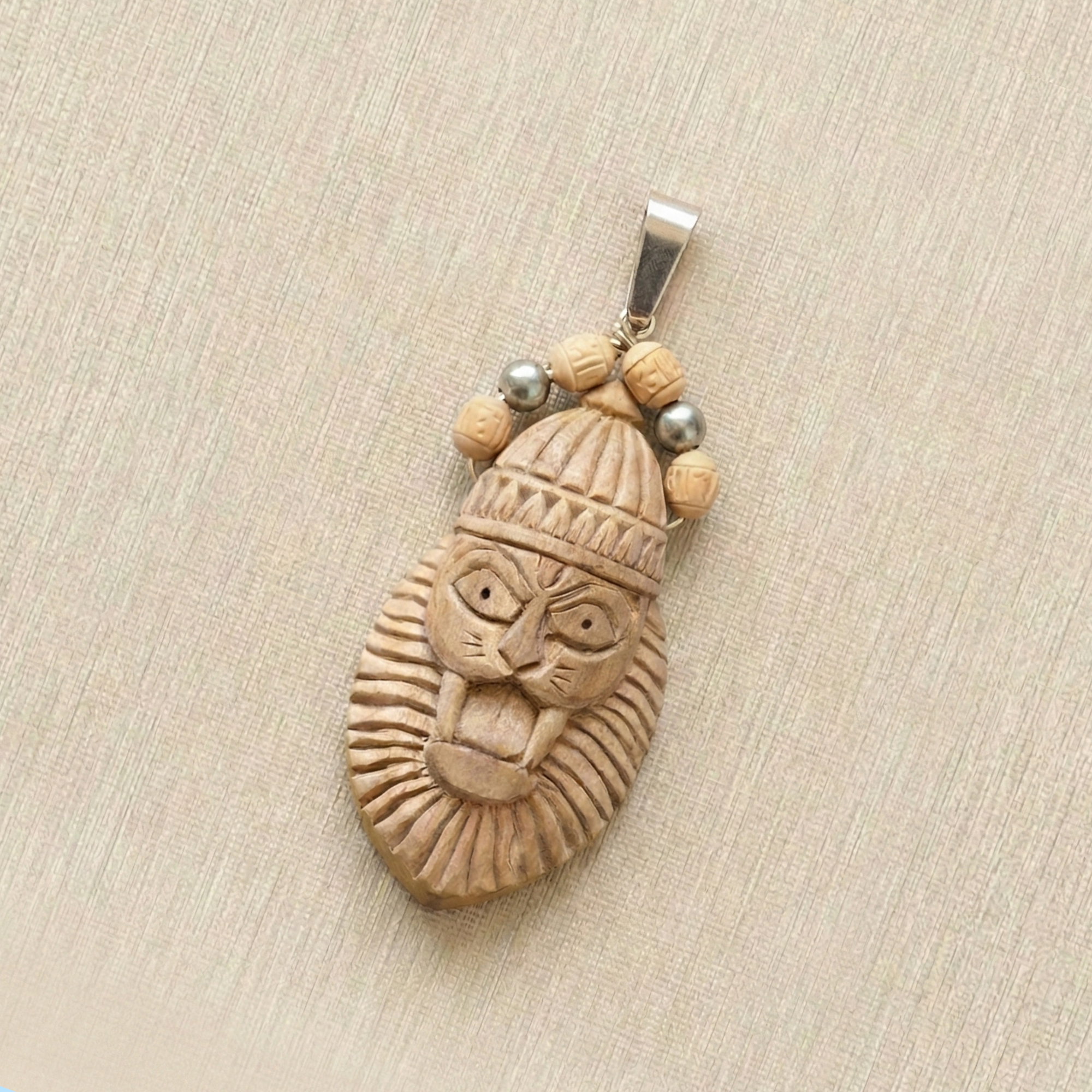 Silver Tulsi Handcrafted Narasimha Avatar Pendant