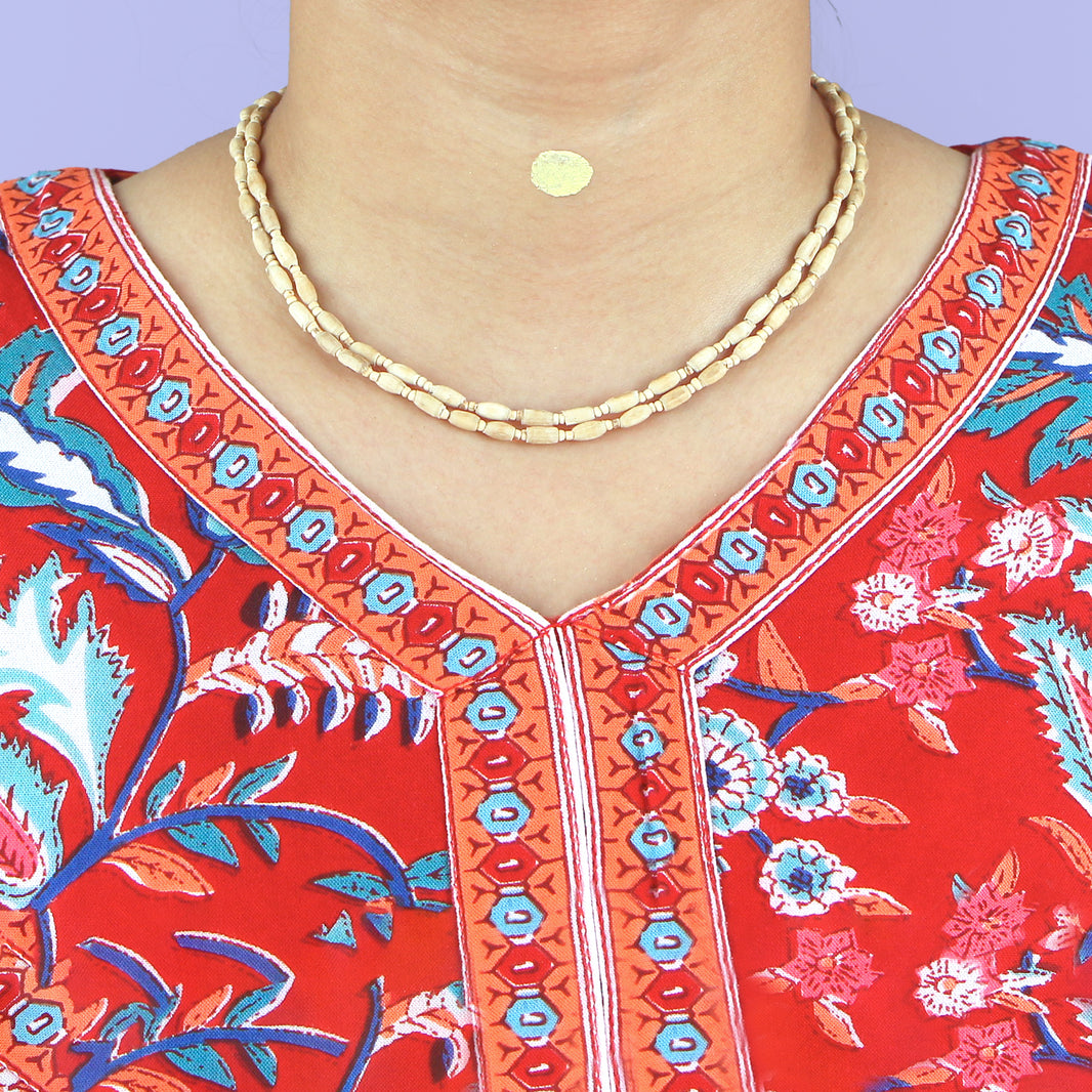 Handmade Tulsi Kanthi Mala 2 Round – Oval-Shaped Tulsi Beads, Natural Tulsi Neckware