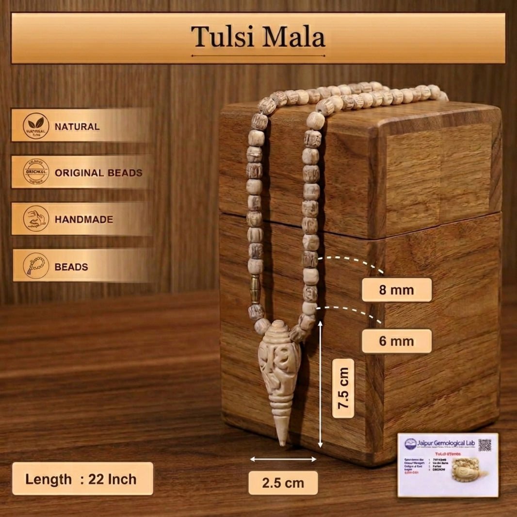 Certified Tulsi Kanthi Mala with Shri Radha Shankh