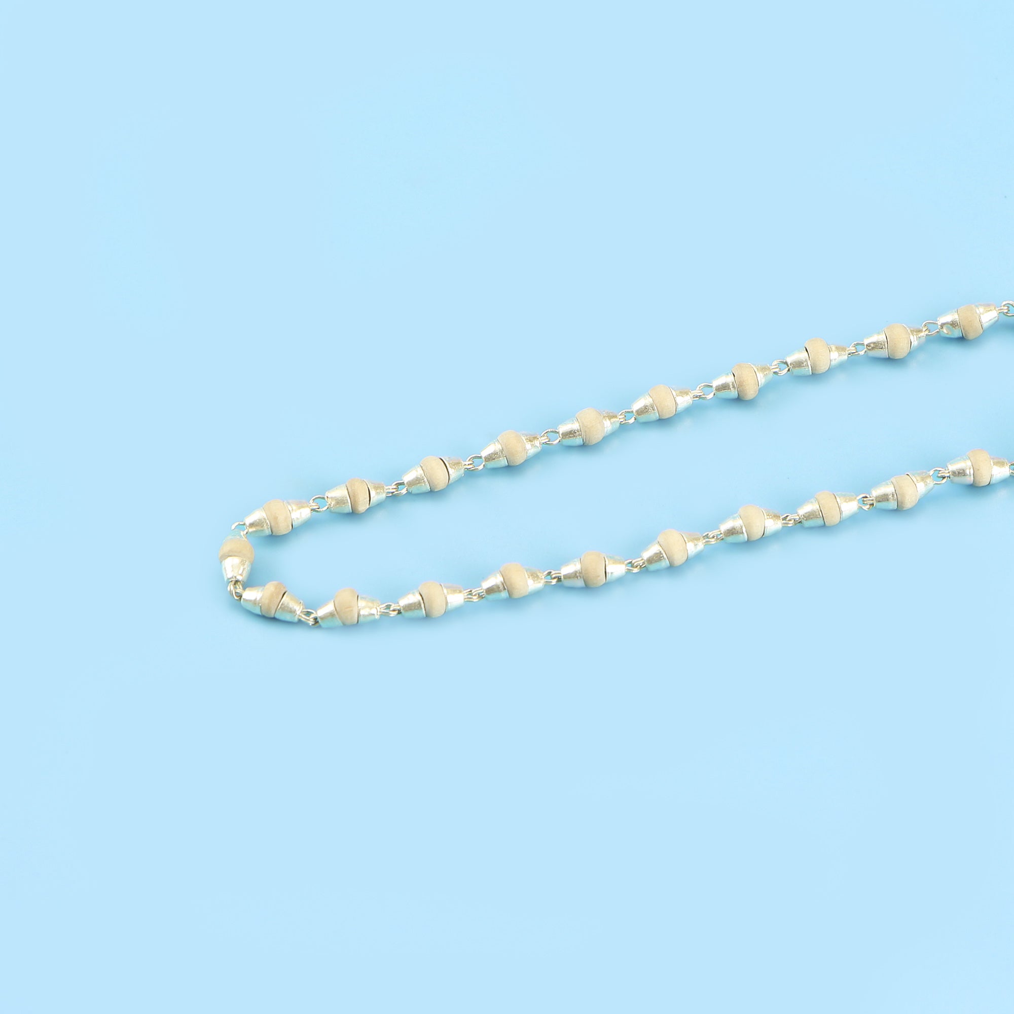 Silver Tulsi Bracelet with 24 small Tulsi beads and 925 silver capping, perfect for religious occasions.