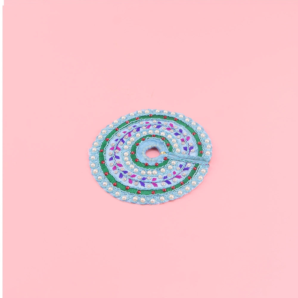 Laddu Gopal Blue Dress with Patka - Headcrafted Thread Work Kanha Ji Poshak