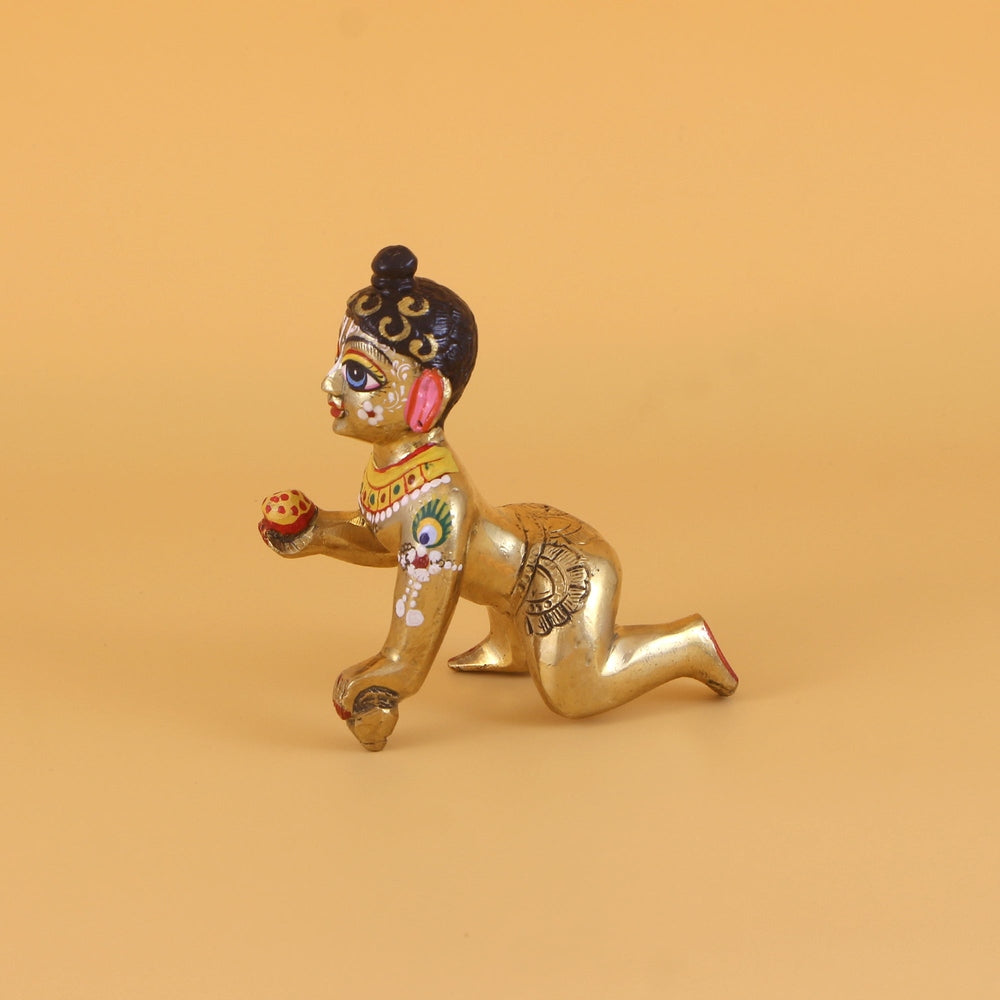 Laddu Gopal Ashtadhatu Idol - Colourful Hand Painted Chote (Small) Kanha Ji, Mathura