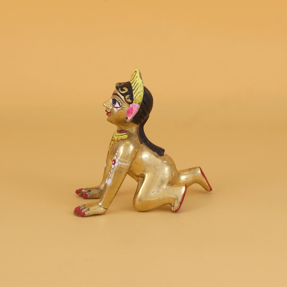 Radha Rani Ashtadhatu Idol - Plain Beautiful Ladli Ji with Atrractive Eyes