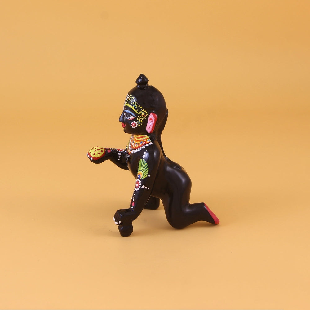 Black Brass Laddu Gopal Idol - Heavy Weighted Thakur Ji with Attractive Eyes