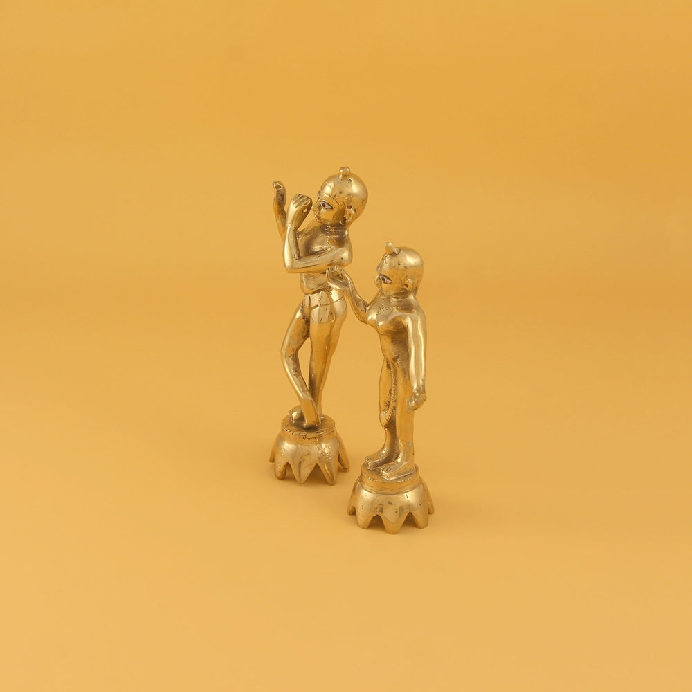 Ashtadhatu Radha Krishna Yugal Jodi - Golden Finish Plain Idols
