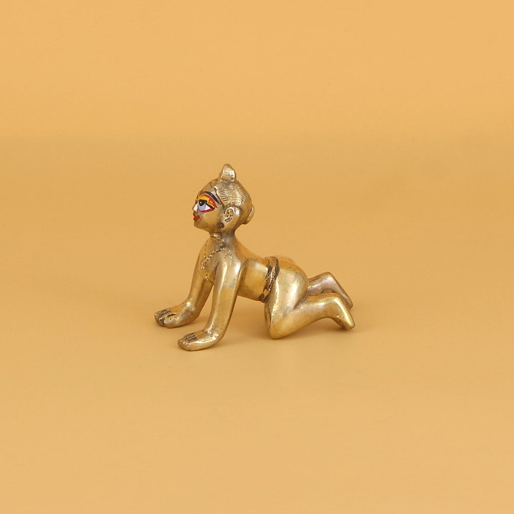 Little Radha Rani Ashtadhatu - Golden Finish Plain Deity