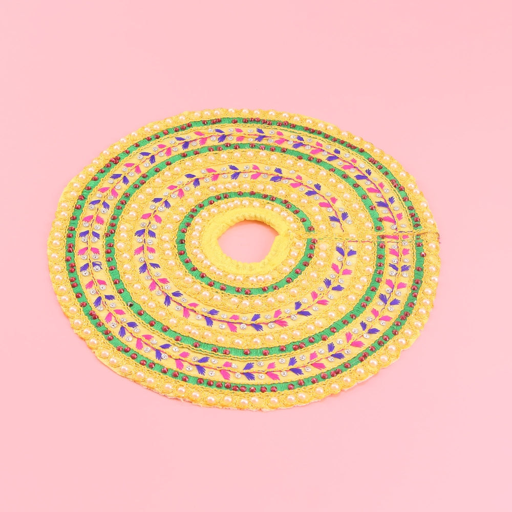 Laddu Gopal Yellow Dress - Handcrafted Bal Gopal Poshak with Patka