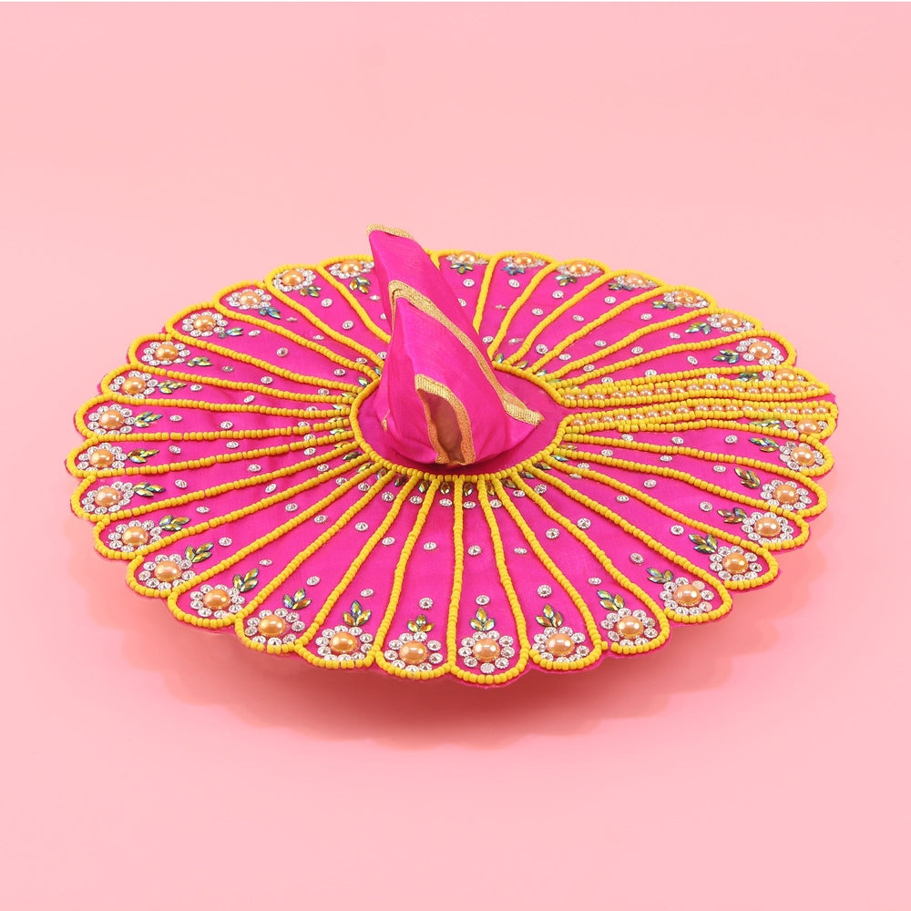 Laddu Gopal Pink Dress - Handcrafted Beads Work, Heavy Poshak