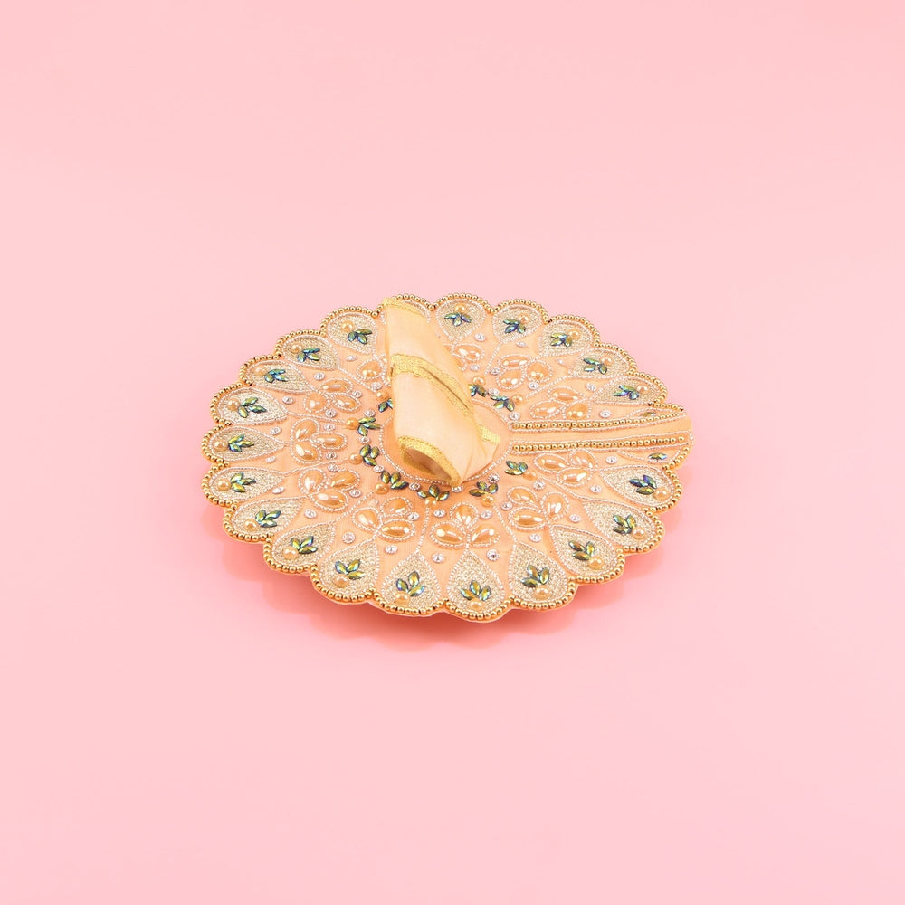 Laddu Gopal Peach Dress - Handcrafted Heavy Embroidery Festival Dress