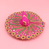 Laddu Gopal Pink Dress - Handcrafted, Peacock Design, Mirror Work, Size 4
