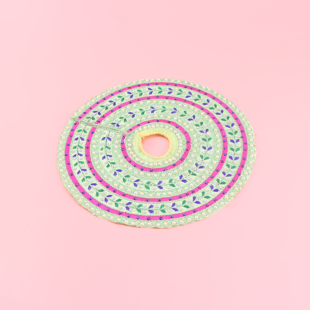 Laddu Gopal Green Dress - Handcrafted Thread Work with Patka