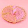 Laddu Gopal Pink Dress - Handcrafted, Golden Floral, Size 4