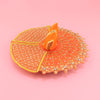 Laddu Gopal Orange Dress - Handcrafted, Golden Floral, Size 4