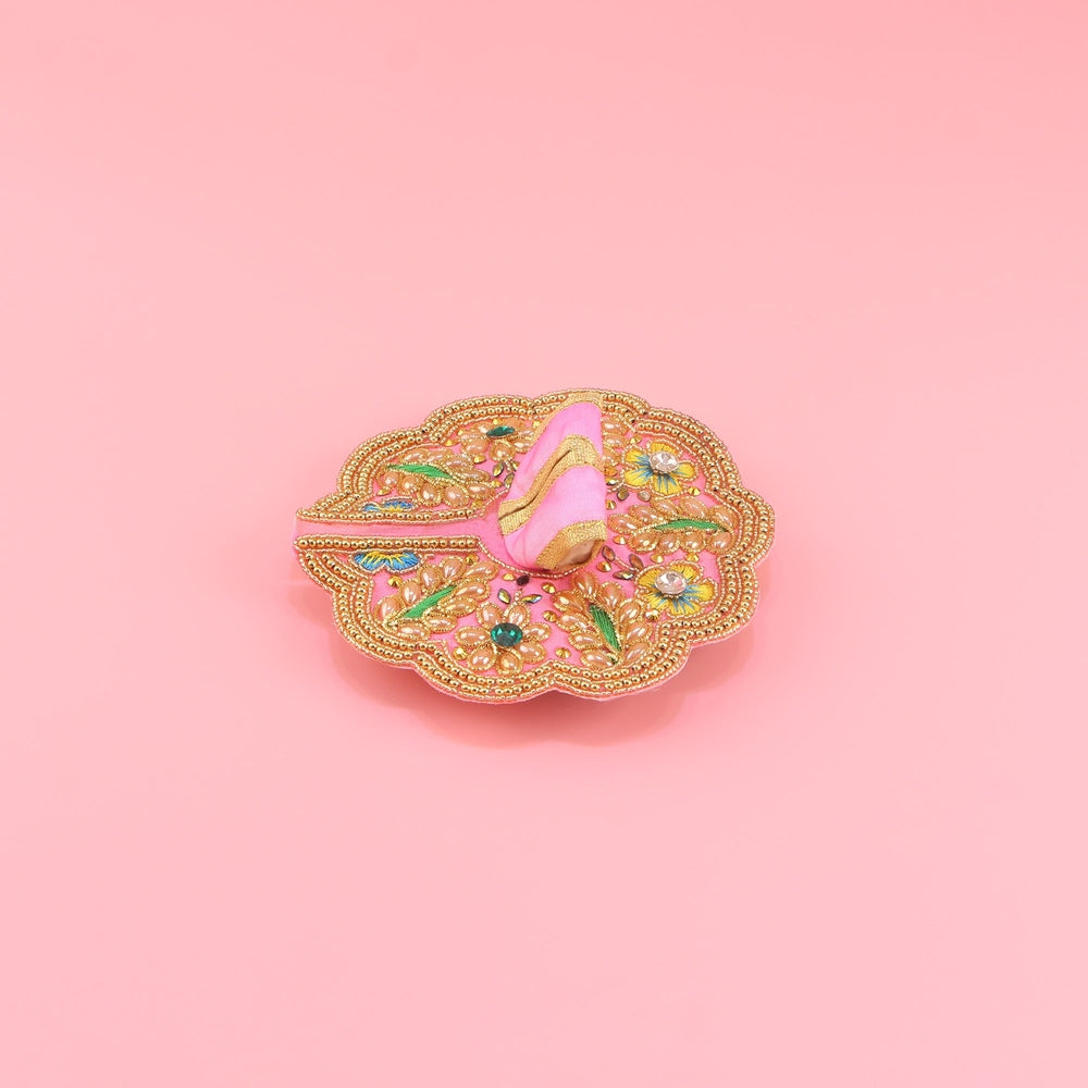 Laddu Gopal Pink Dress - Handcrafted, Peacock Design