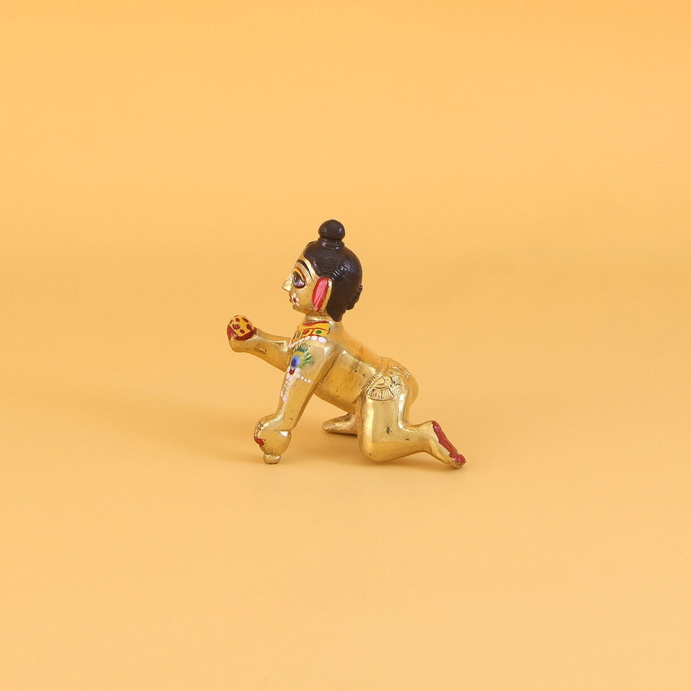 Little Laddu Gopal Ashtadhatu Idol - Hand Painted Beautiful Shringar