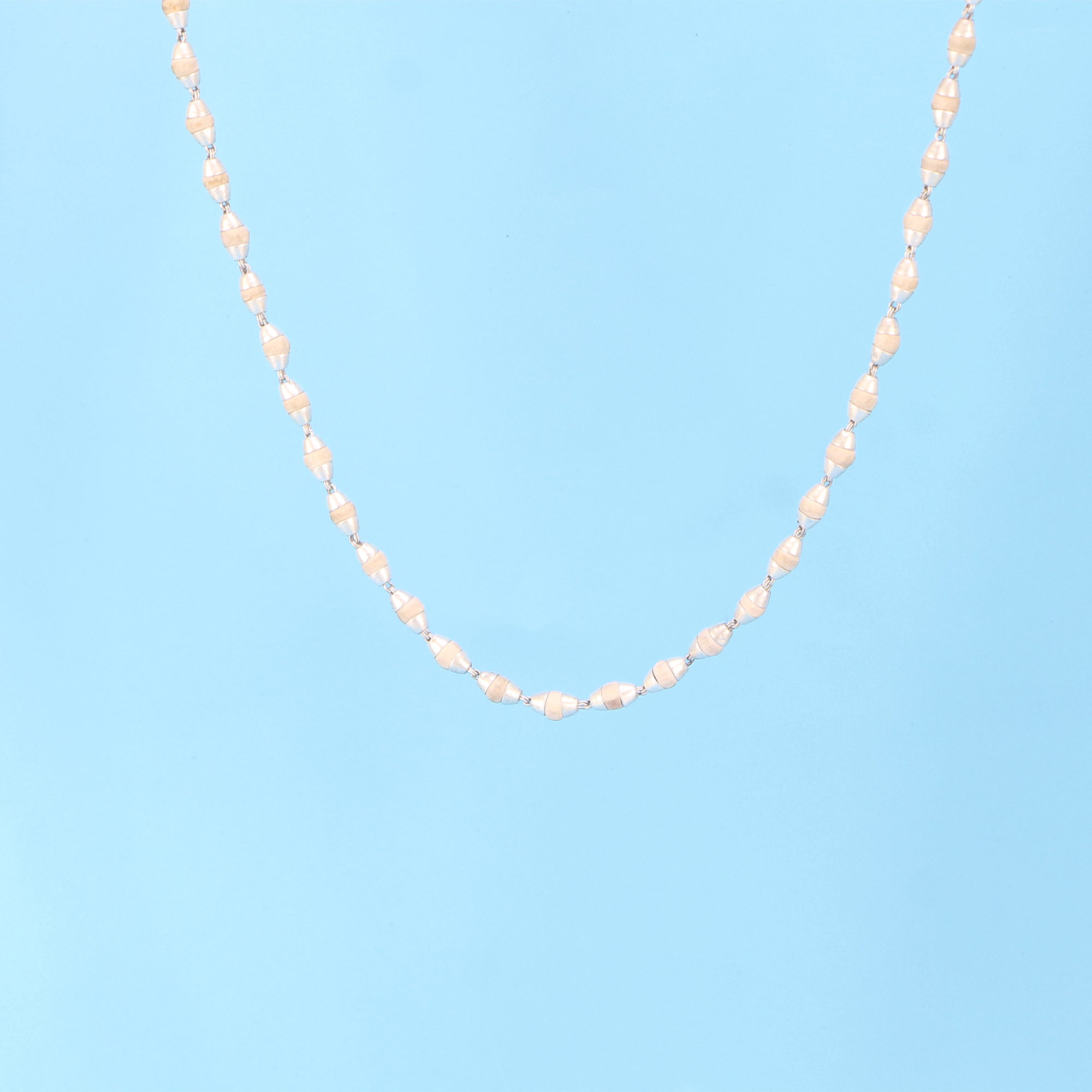 Silver Tulsi Kanthi Mala - Small Tulsi Beads with Silver Capping