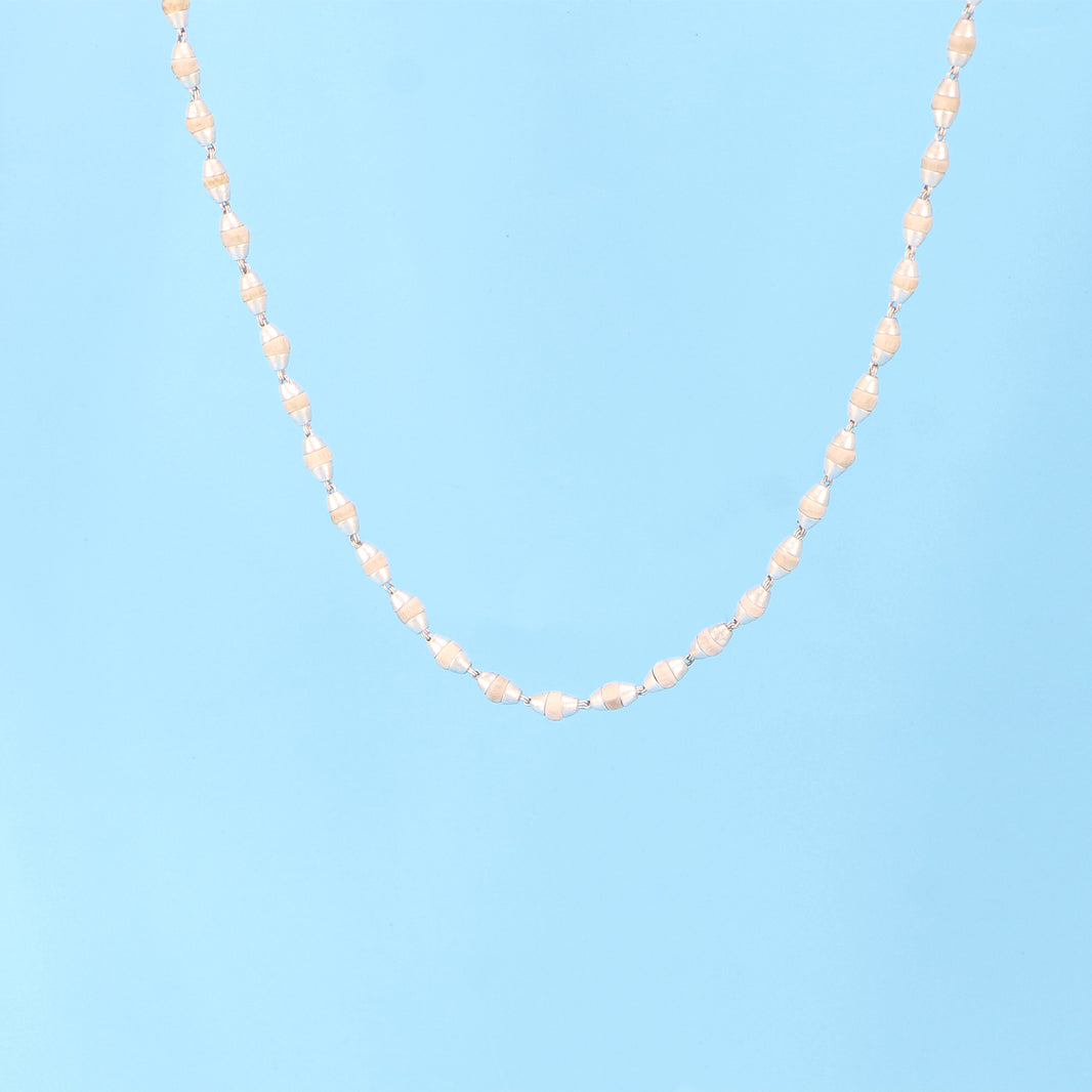 Silver Tulsi Kanthi Mala - Small Tulsi Beads with Silver Capping