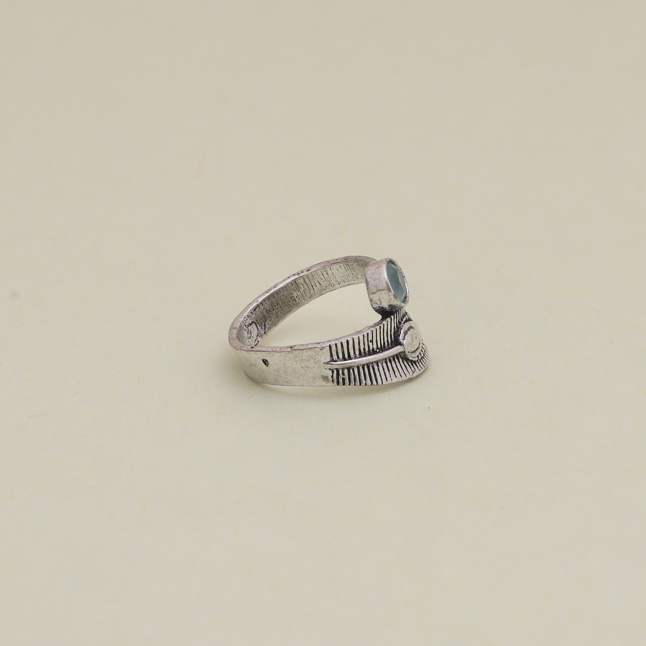 Mor Pankh Design Metal Ring, Stone Studded