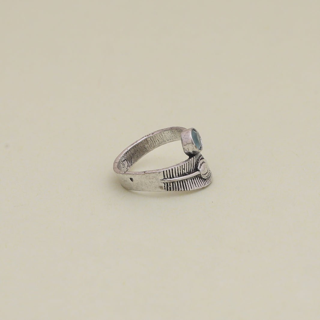 Mor Pankh Design Metal Ring, Stone Studded