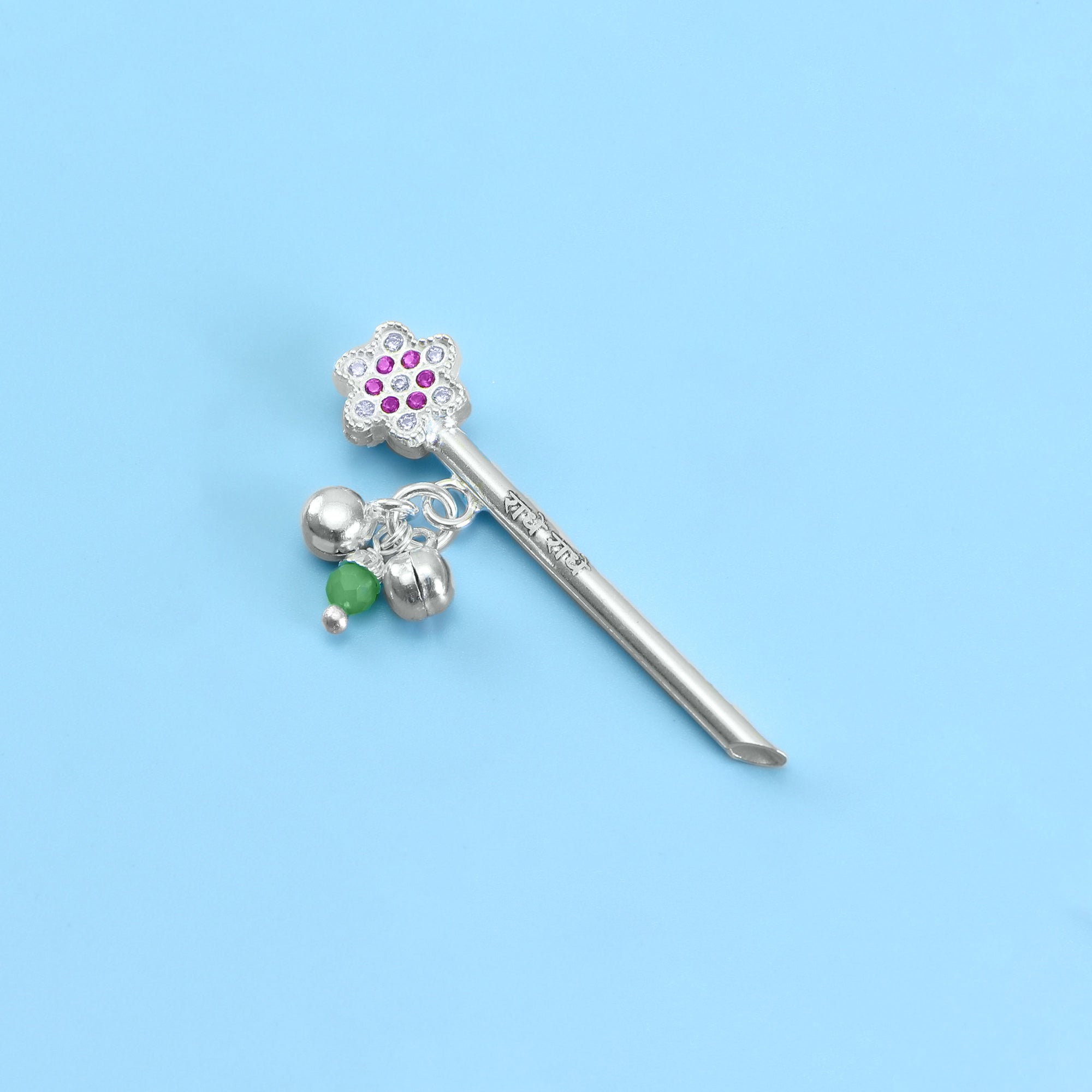 Pure Silver Laddu Gopal Radhe Name Bansuri - Beautiful Artistic Work