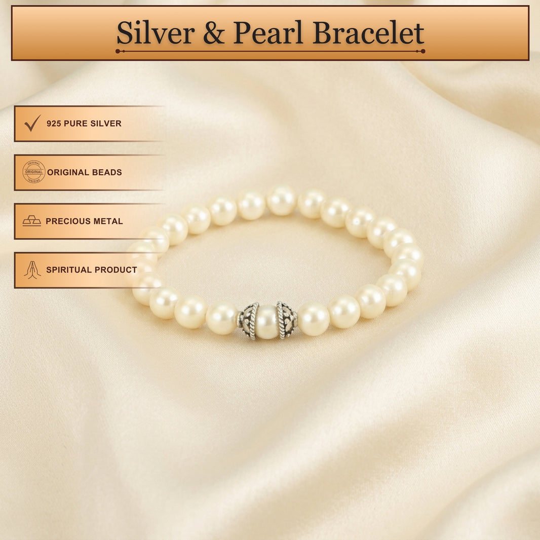 White Pearl Bracelet – Silver Capped Beads for a Premium Look