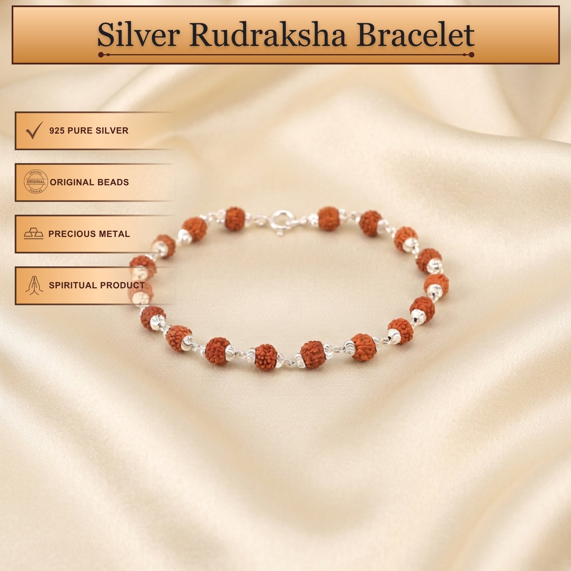 Handcrafted Rudraksha Bracelet with Silver Capping