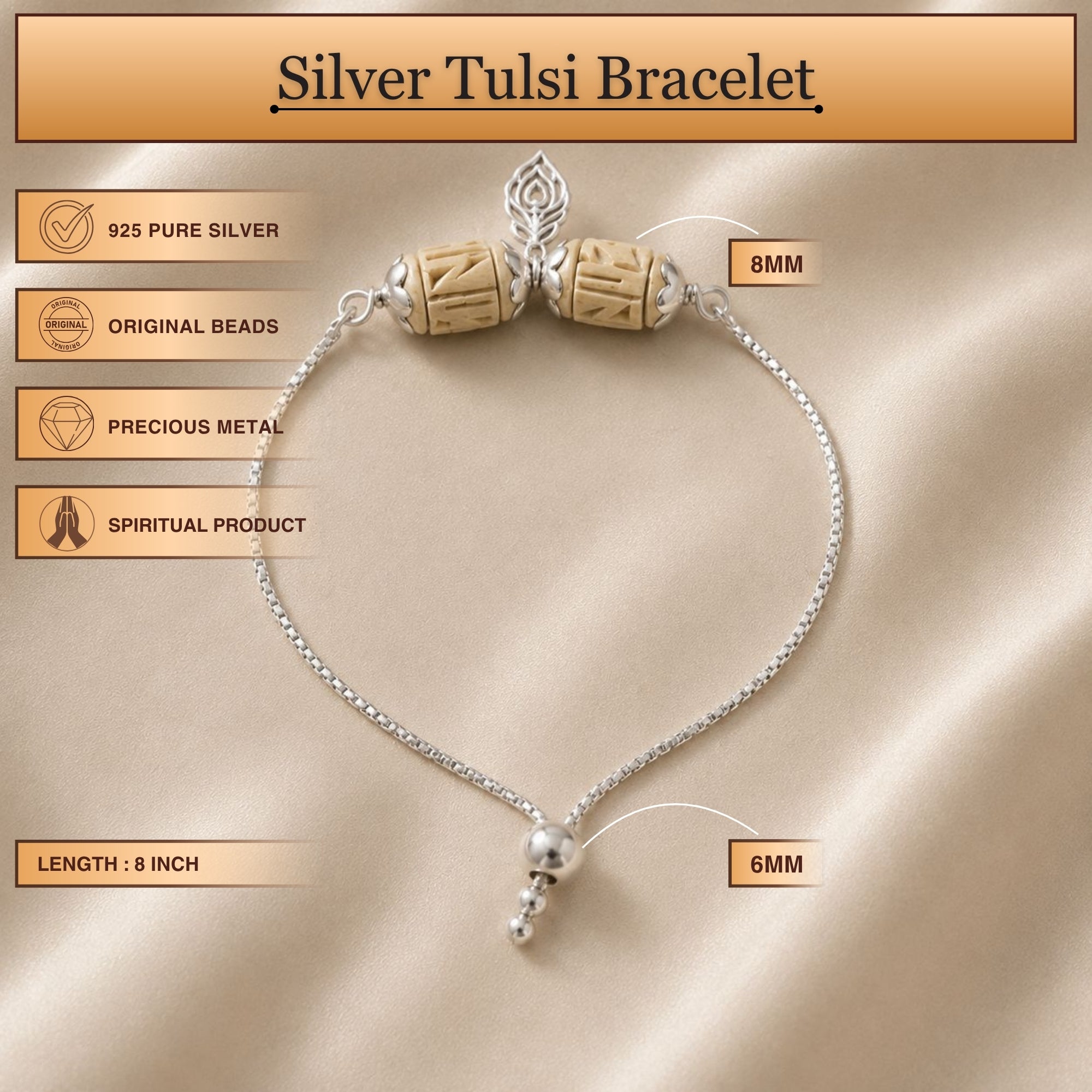 Premium Silver Tulsi Bracelet Chain — Special Rakhi Gift