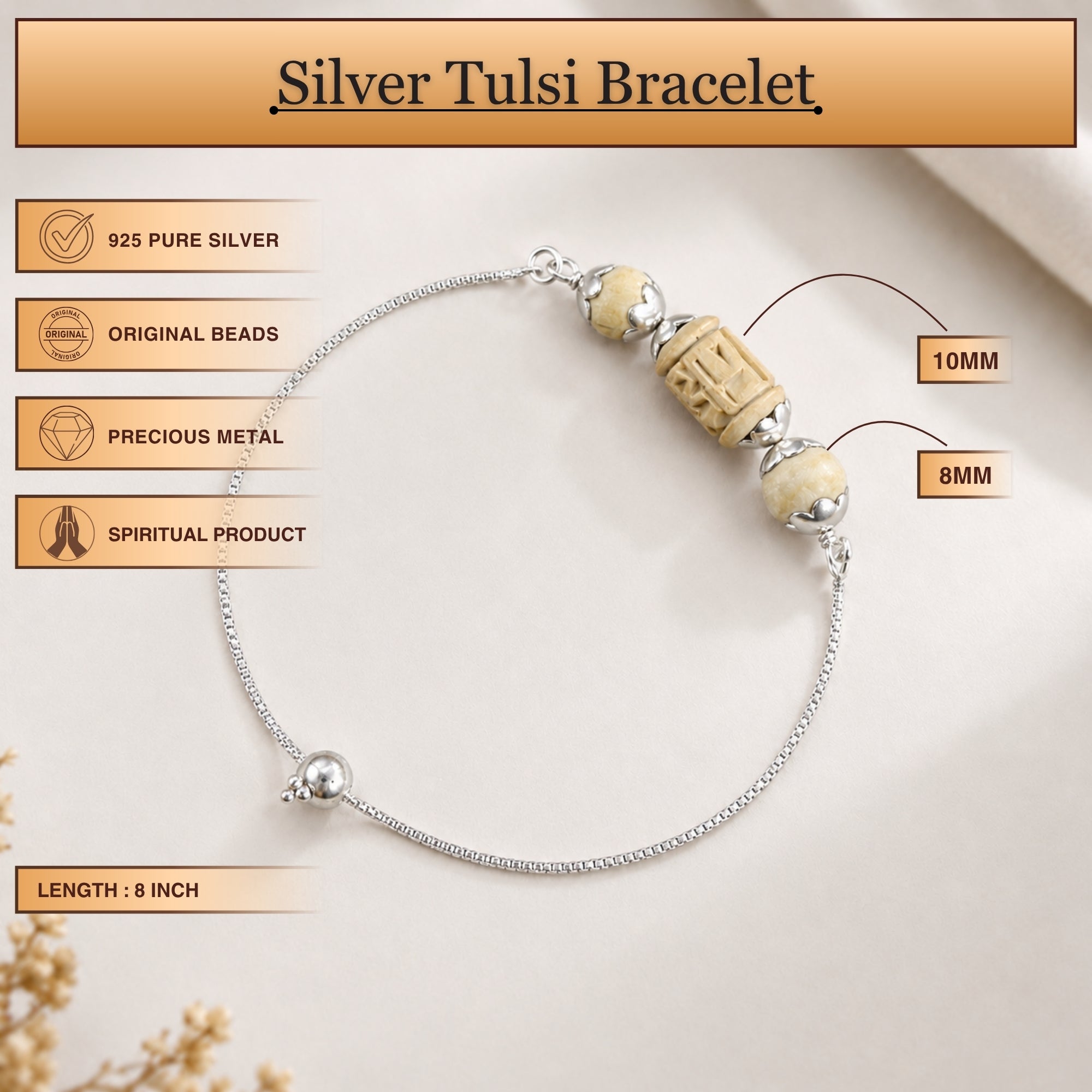 Elegant Silver Tulsi Chain Bracelet for Rakhi