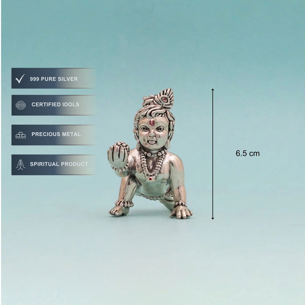 Laddu Gopal Silver Idol - Intricate Design 2 No Small Kanha Ji