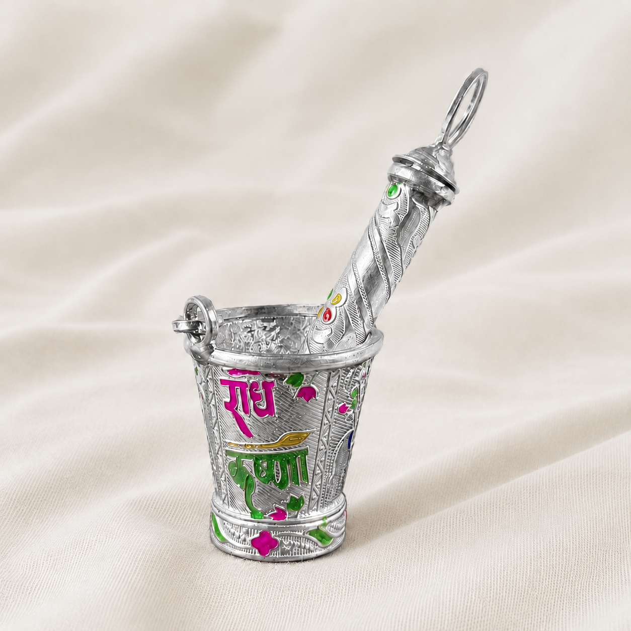 Pure Silver Balti & Pichkari for Kanha Ji front product view