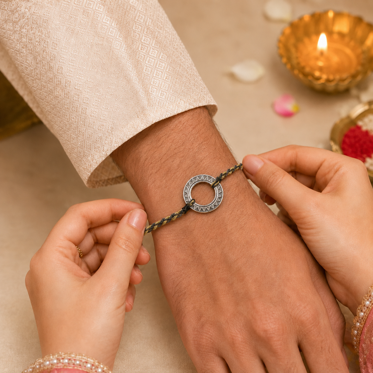 Original Silver Round Rakhi