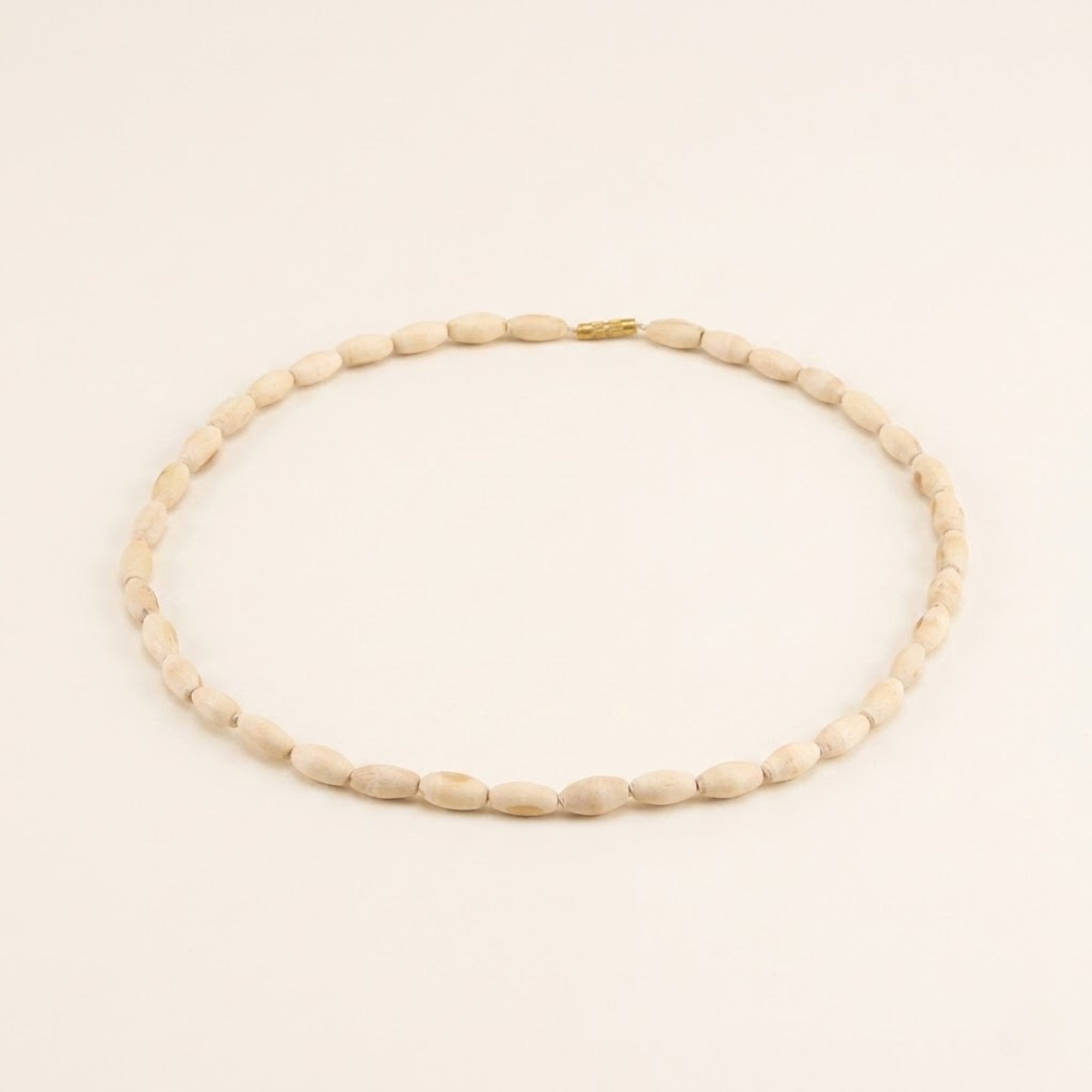  original Mathura Tulsi bead necklace with oval shaped wooden beads