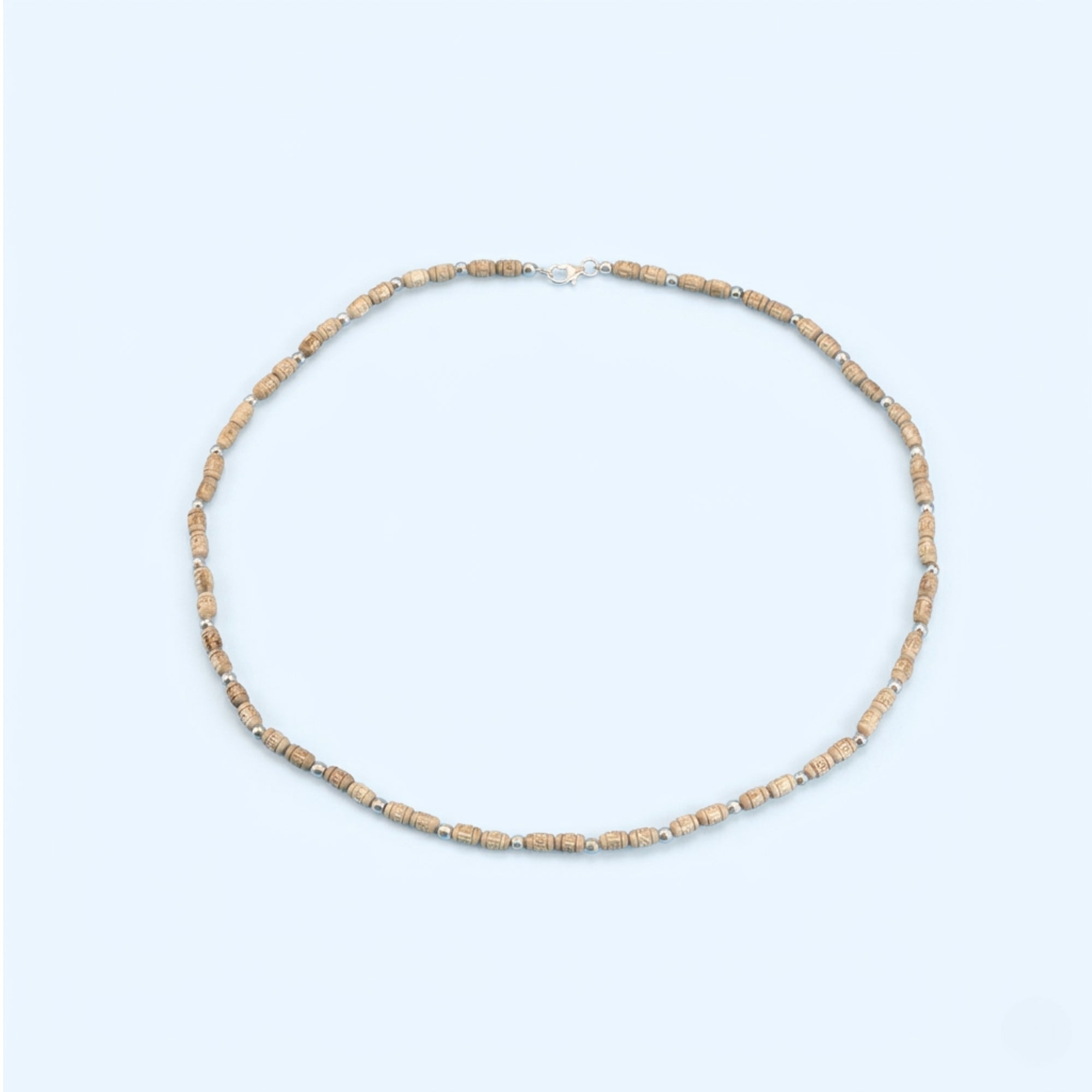 authentic Tulsi bead necklace linked with premium 925 silver wire