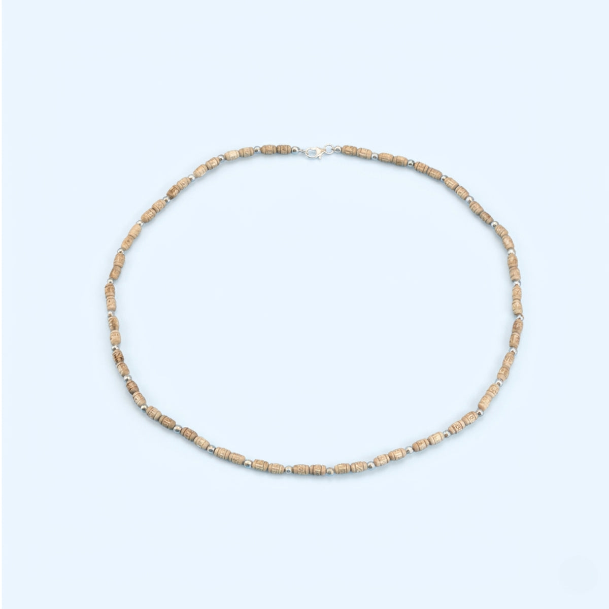 authentic Tulsi bead necklace linked with premium 925 silver wire