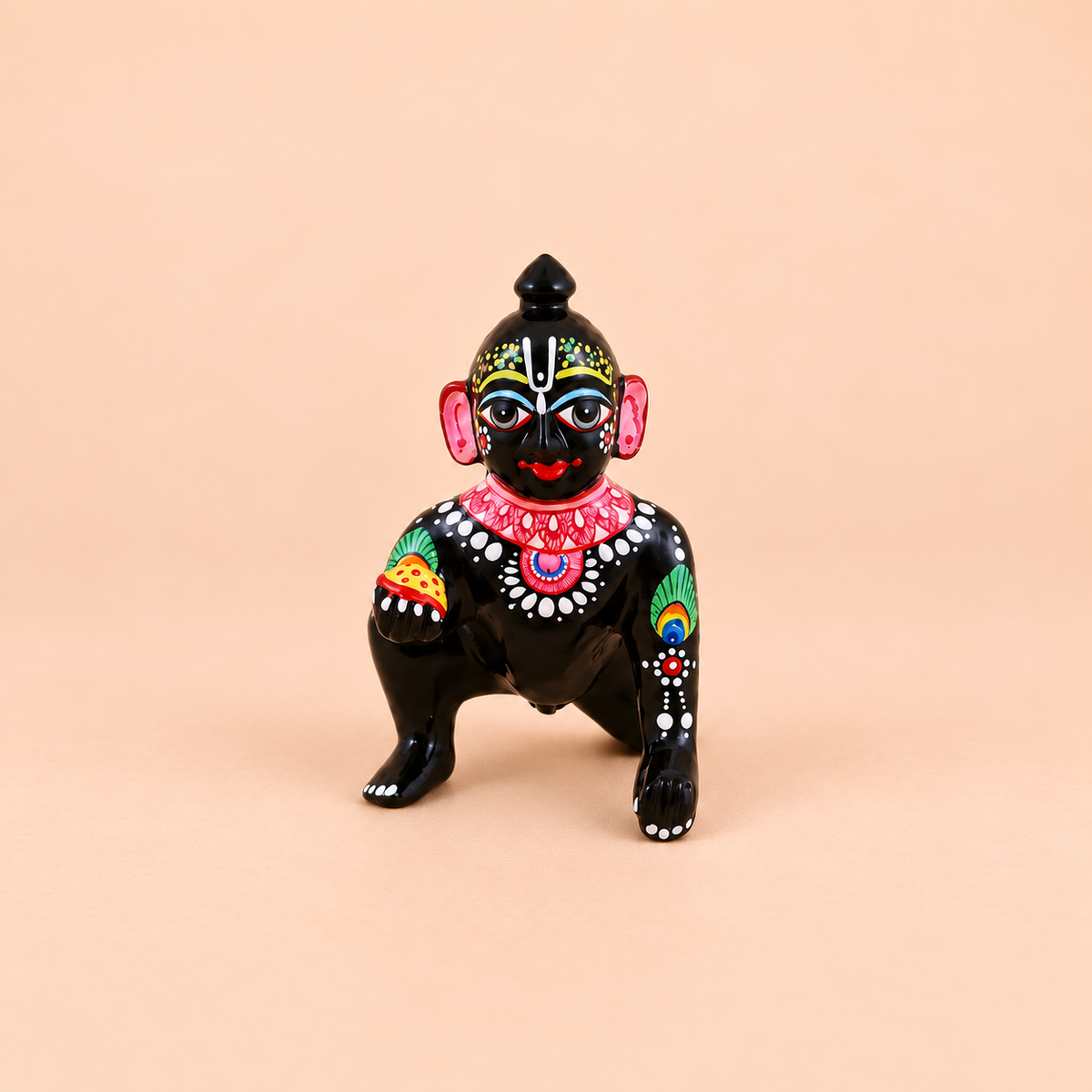 Black laddu gopal front view with beautiful eyes and makeup