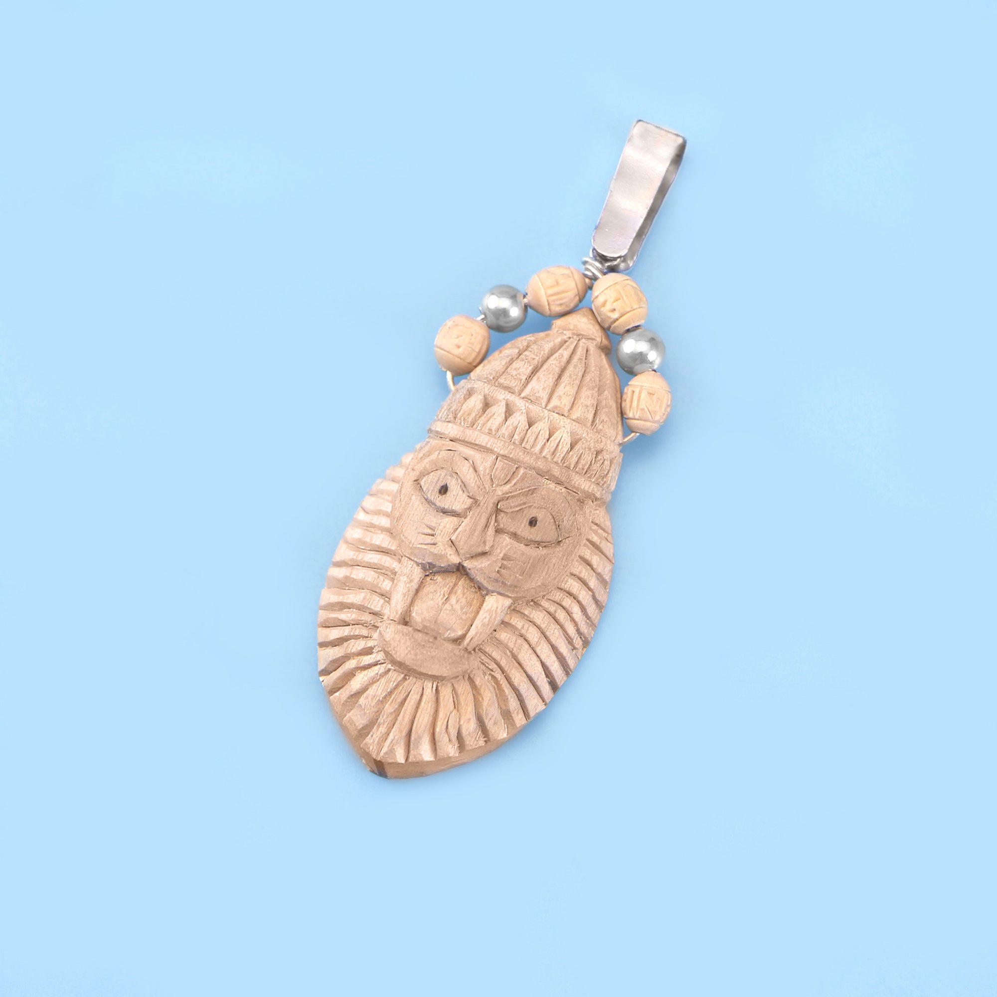 Silver Tulsi Pendant - Handcrafted Narasimha Avatar Locket