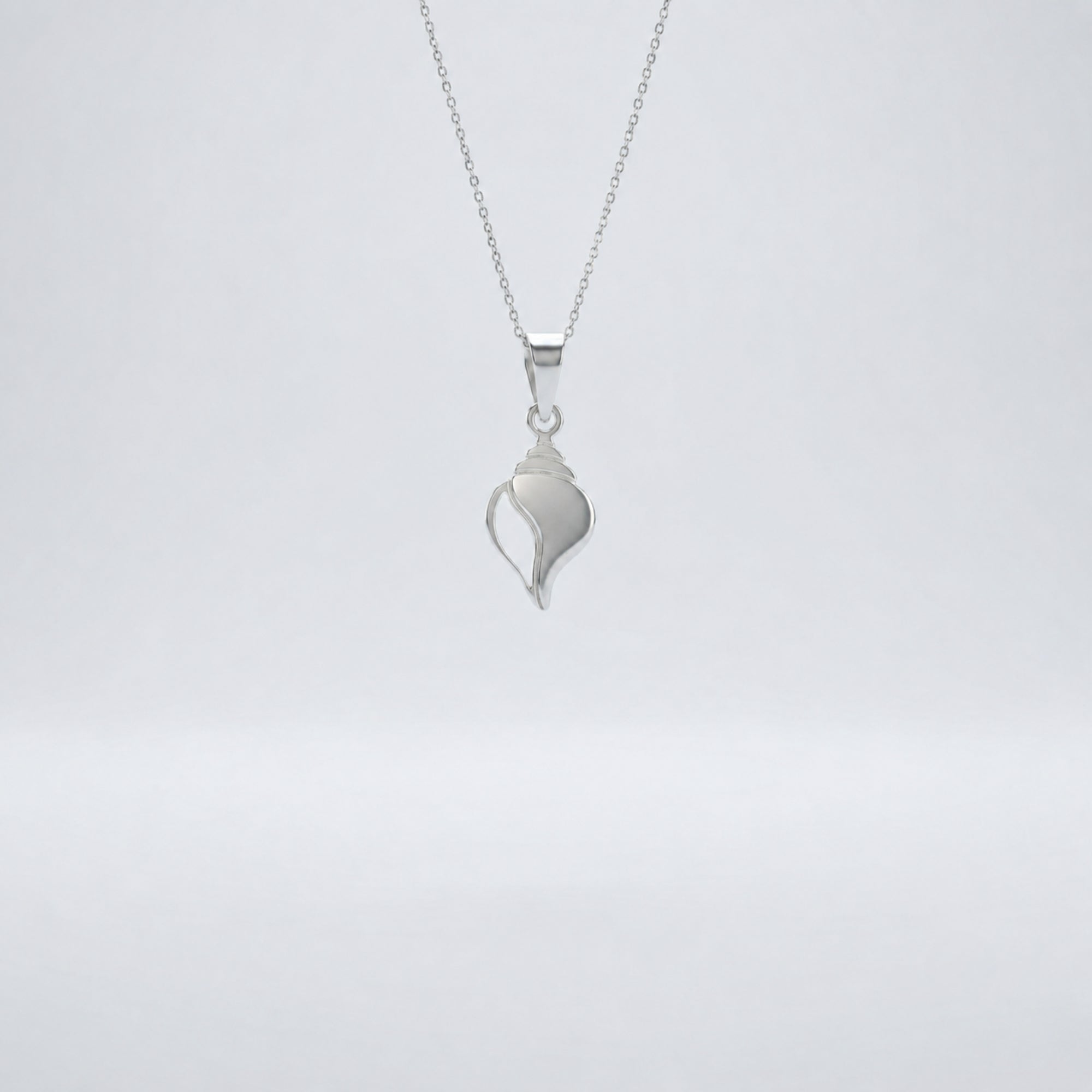 Divine 925 pure silver Shankh conch pendant for men and women displayed on fine silver chain
