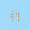 Silver Tulsi Earrings - Cylindrical Carved Tulsi Beads with Silver