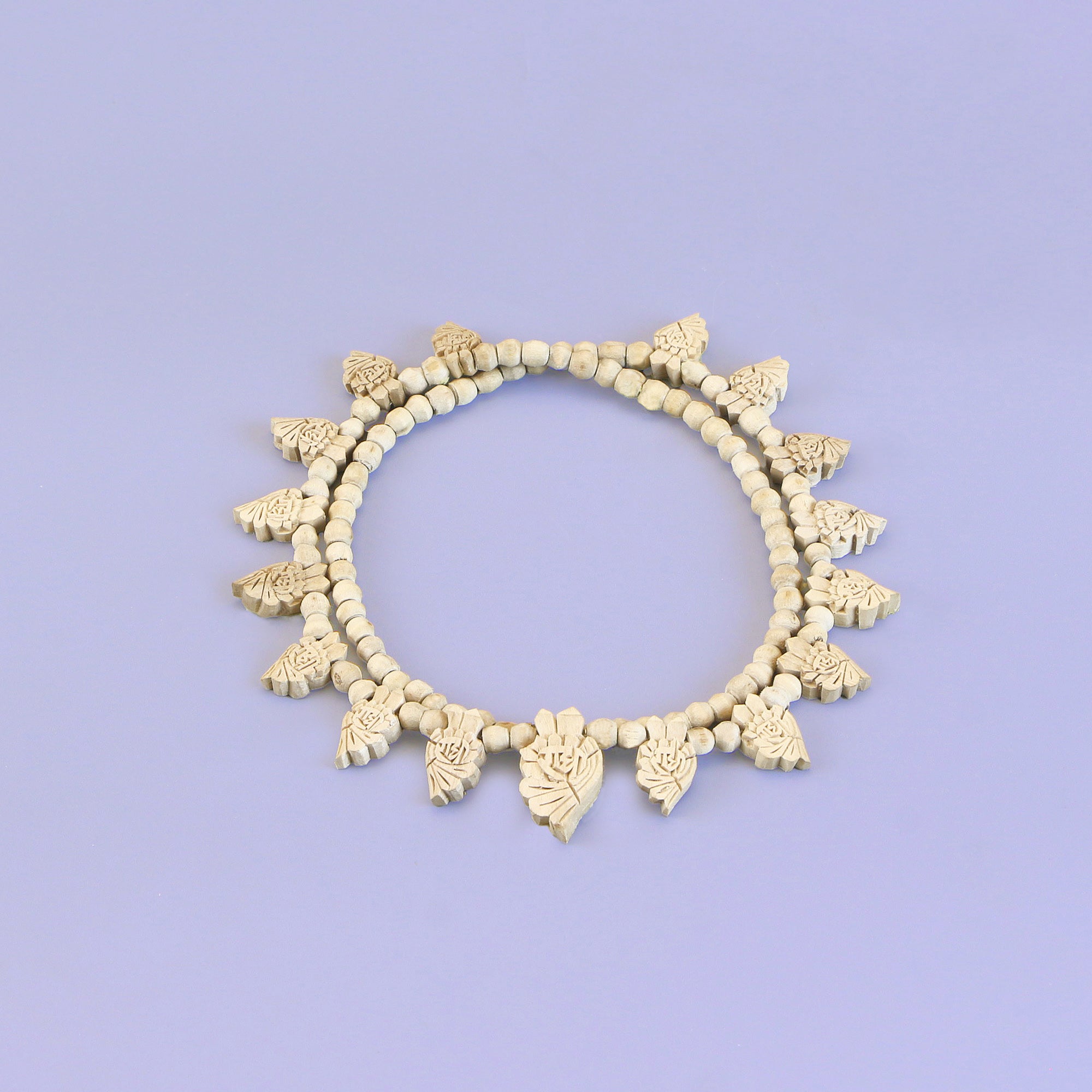 Radha Name Tulsi Kanthi Mala – Small Beads with Carved Pendant