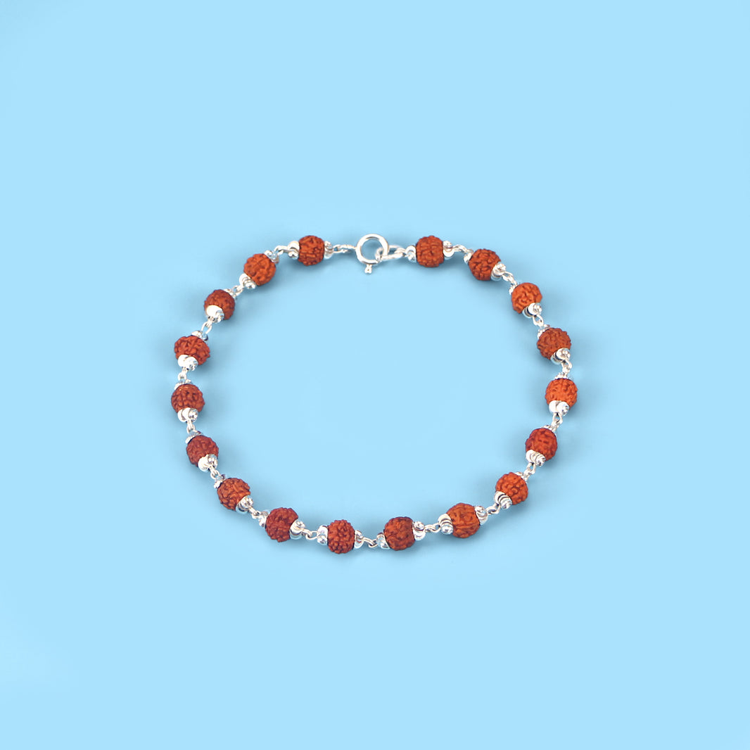 Handcrafted Rudraksha Bracelet with Silver Capping