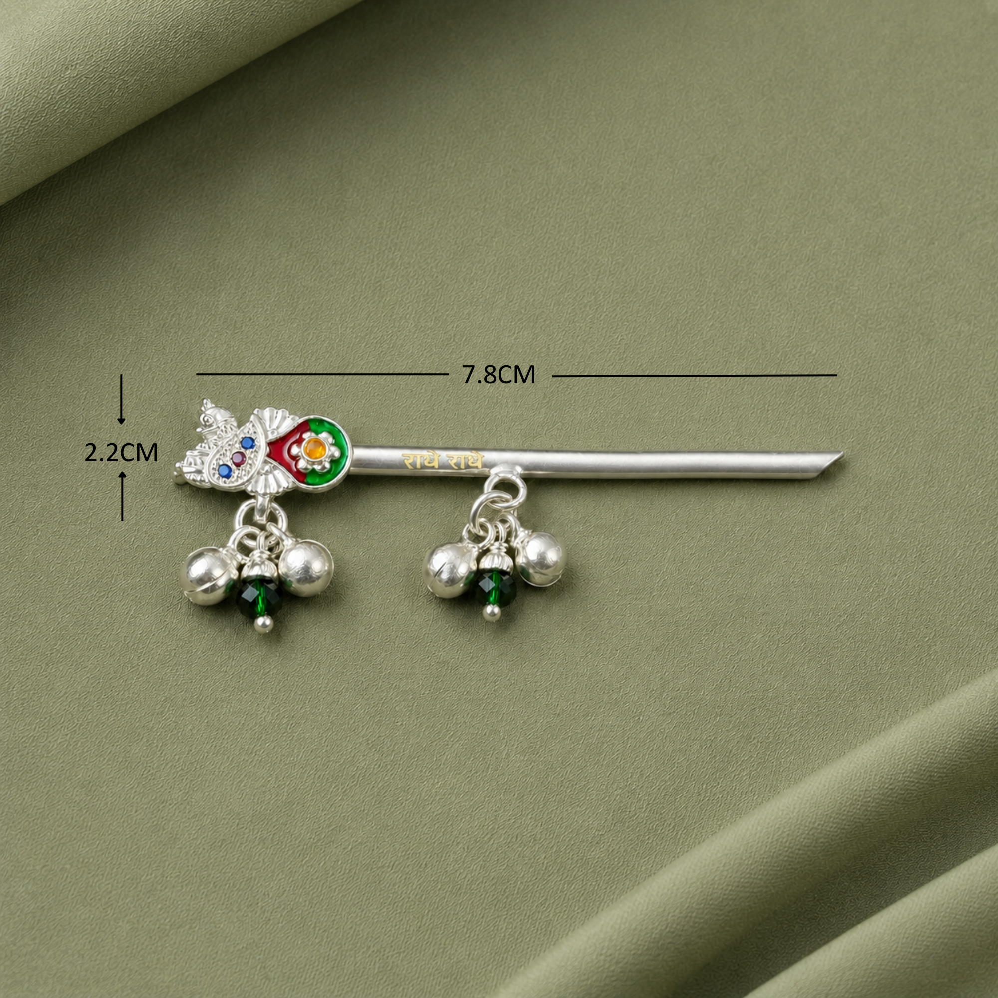 Silver Flute for Laddu Gopal Deity size and dimension measurement reference