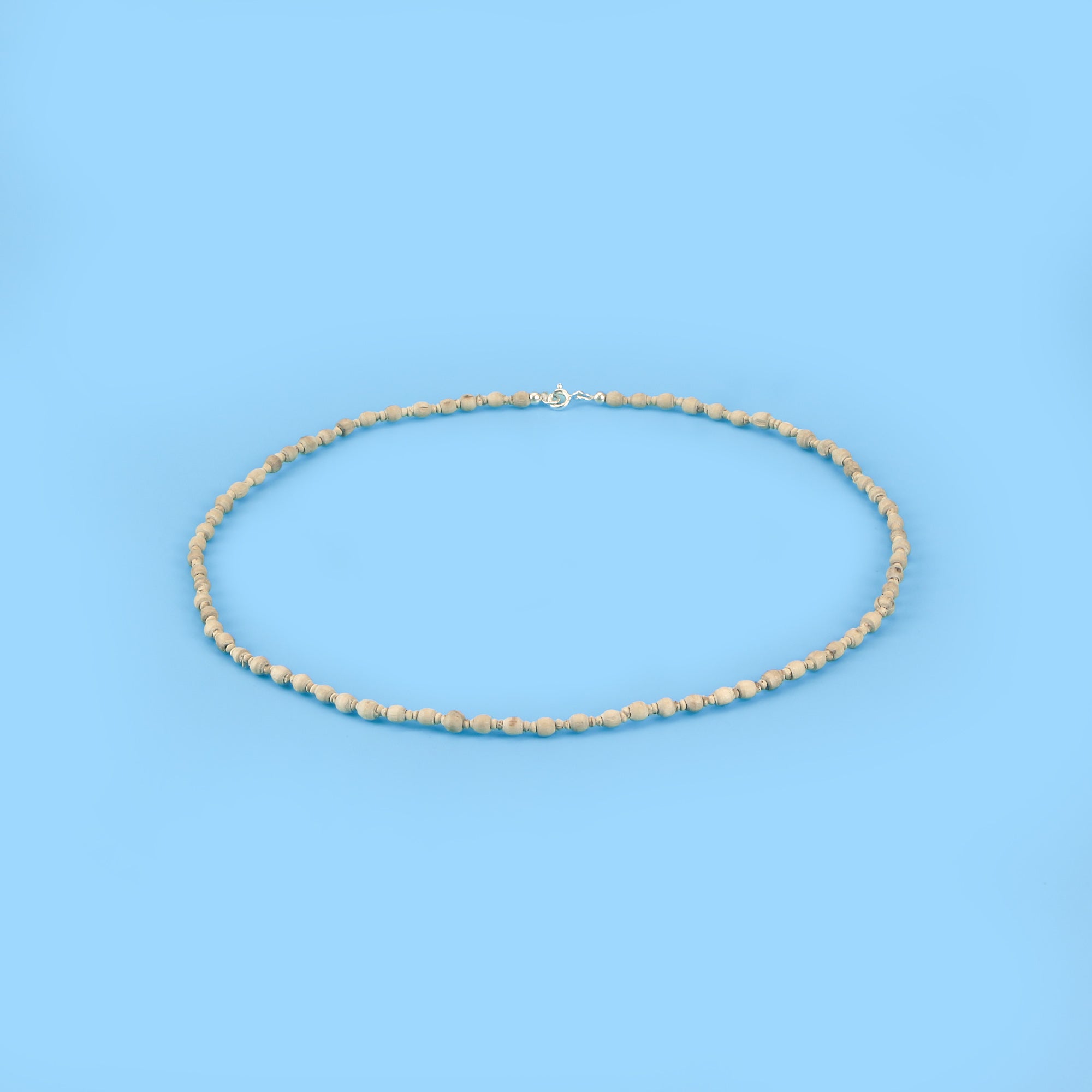 Silver Tulsi Mala - Small Tulsi Beads with Pure Silver, Kanthi Mala