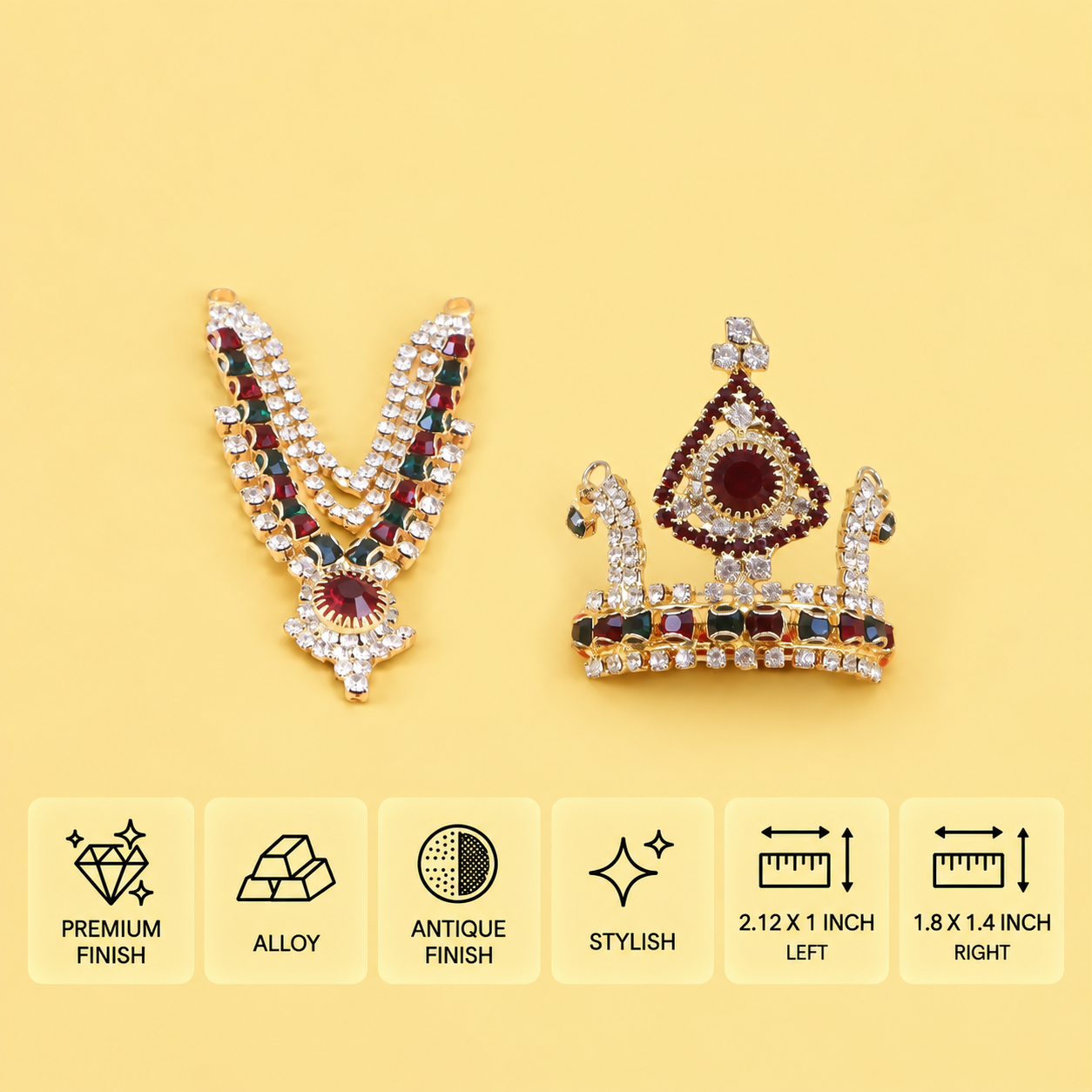 Gold-plated Laddu Gopal jewellery set featuring a studded mukut crown and matching necklace garland.