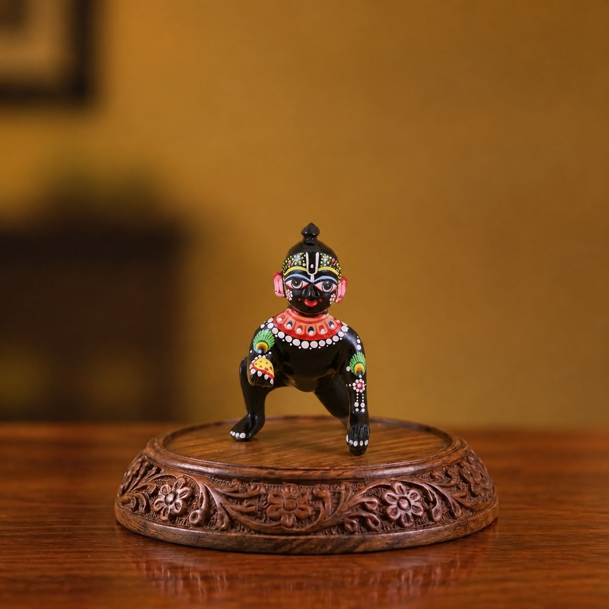 Hand-painted black Ashtadhatu Laddu Gopal idol 