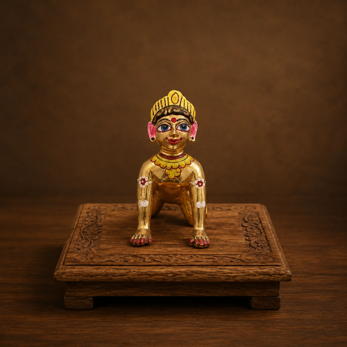 Hand-painted golden Ashtadhatu Radha Rani idol 