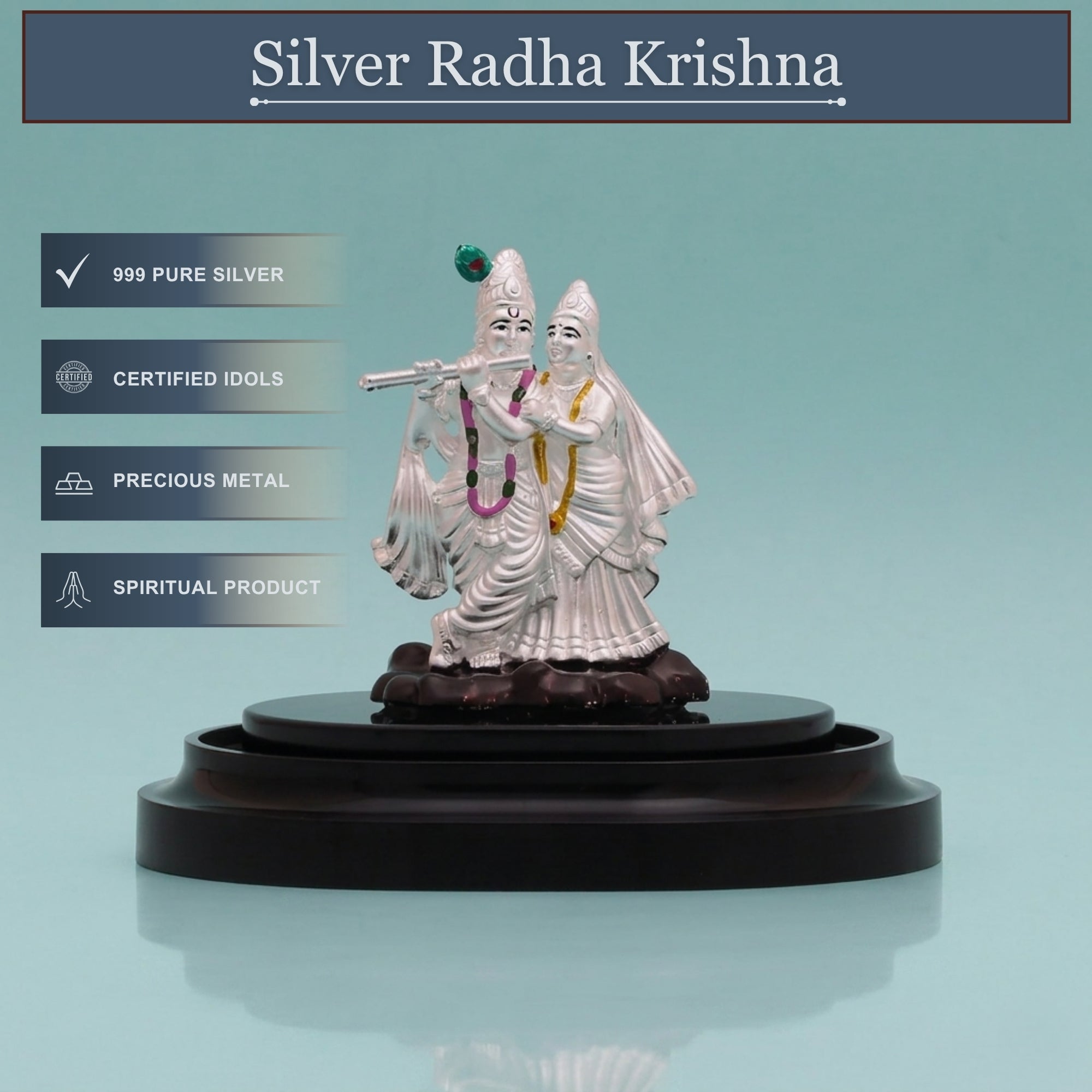 handcrafted pure silver Radha Krishna Yugal Jodi murti