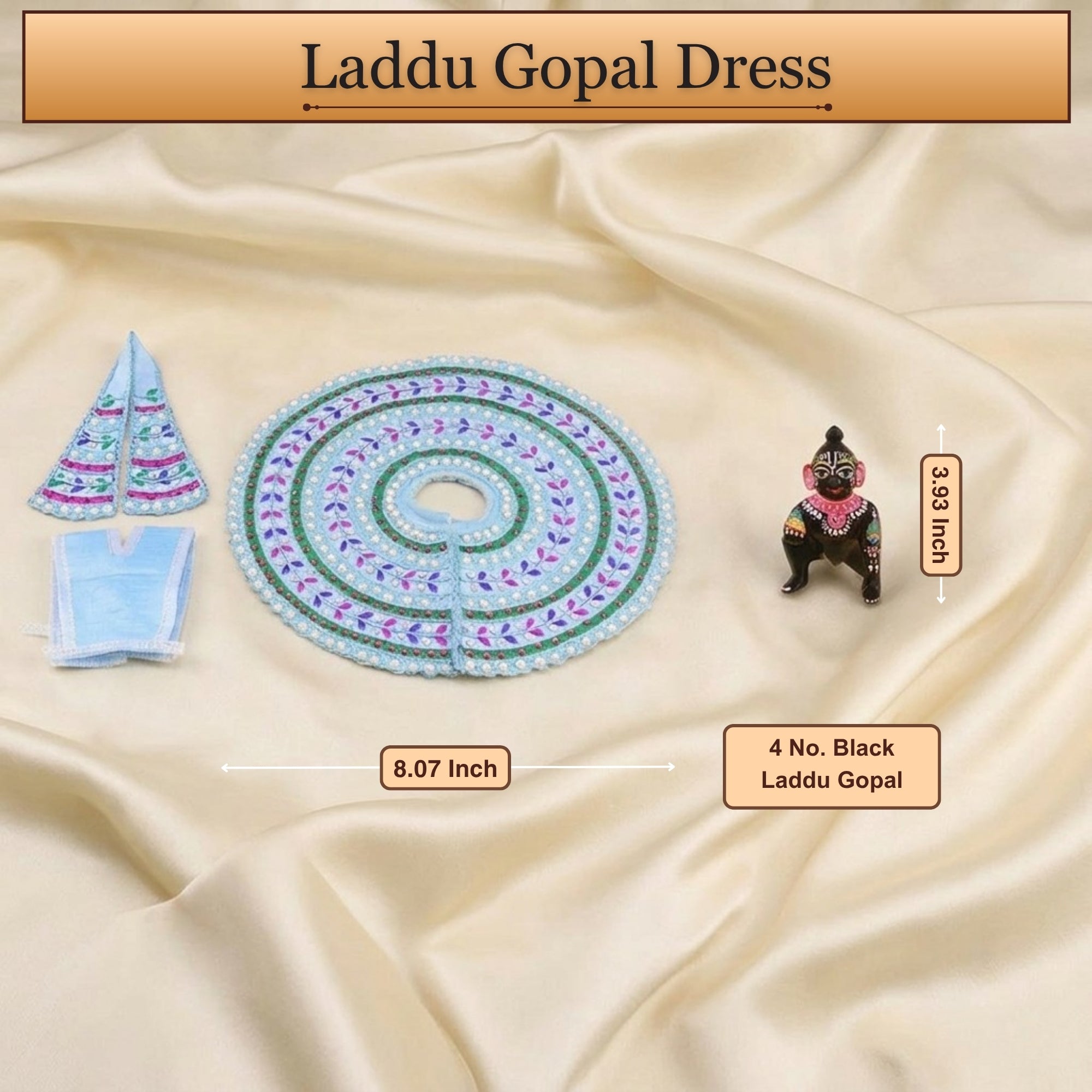 4 No. light blue Laddu Gopal dress poshak