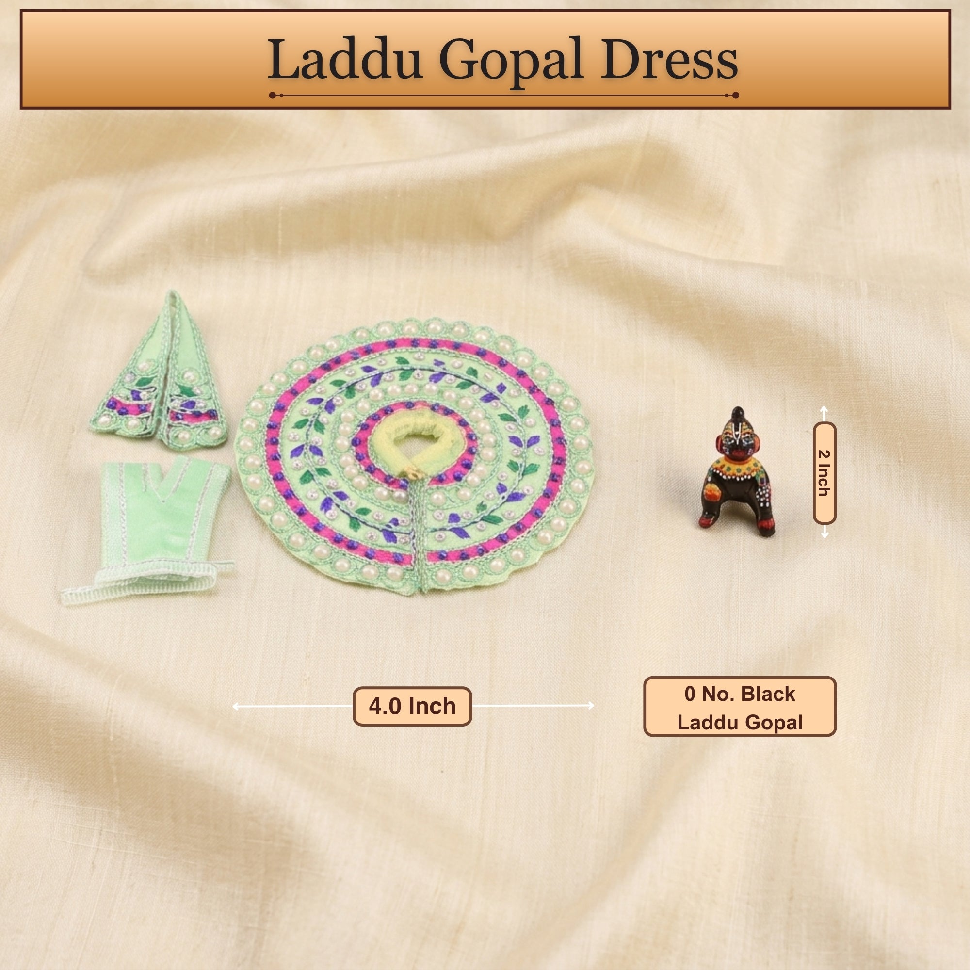 green Laddu Gopal dress with Patka
